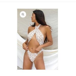 Stone Fox, Azalea One Piece Swimsuit - Tobacco Le Fleur Print , Size small